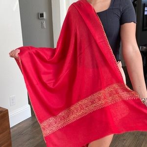 Wool and silk intricate scarf/stole/wrap